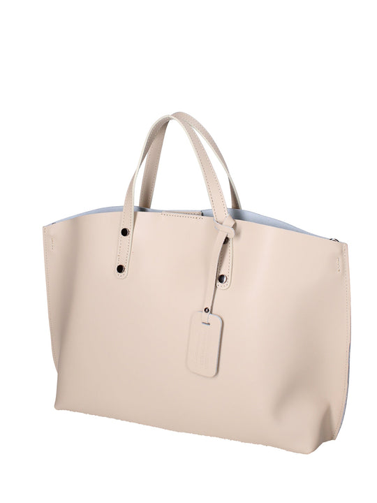 2094-L116_BEIGE Borsa a spalla da donna In Vera pelle