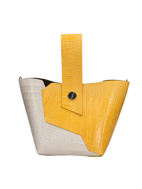 Borsa a mano da Donna in Vera Pelle | Gave Lux | GLX220064323FBG-C36+C16_SENAPE_MUSTARD+GRIGIO_GREY