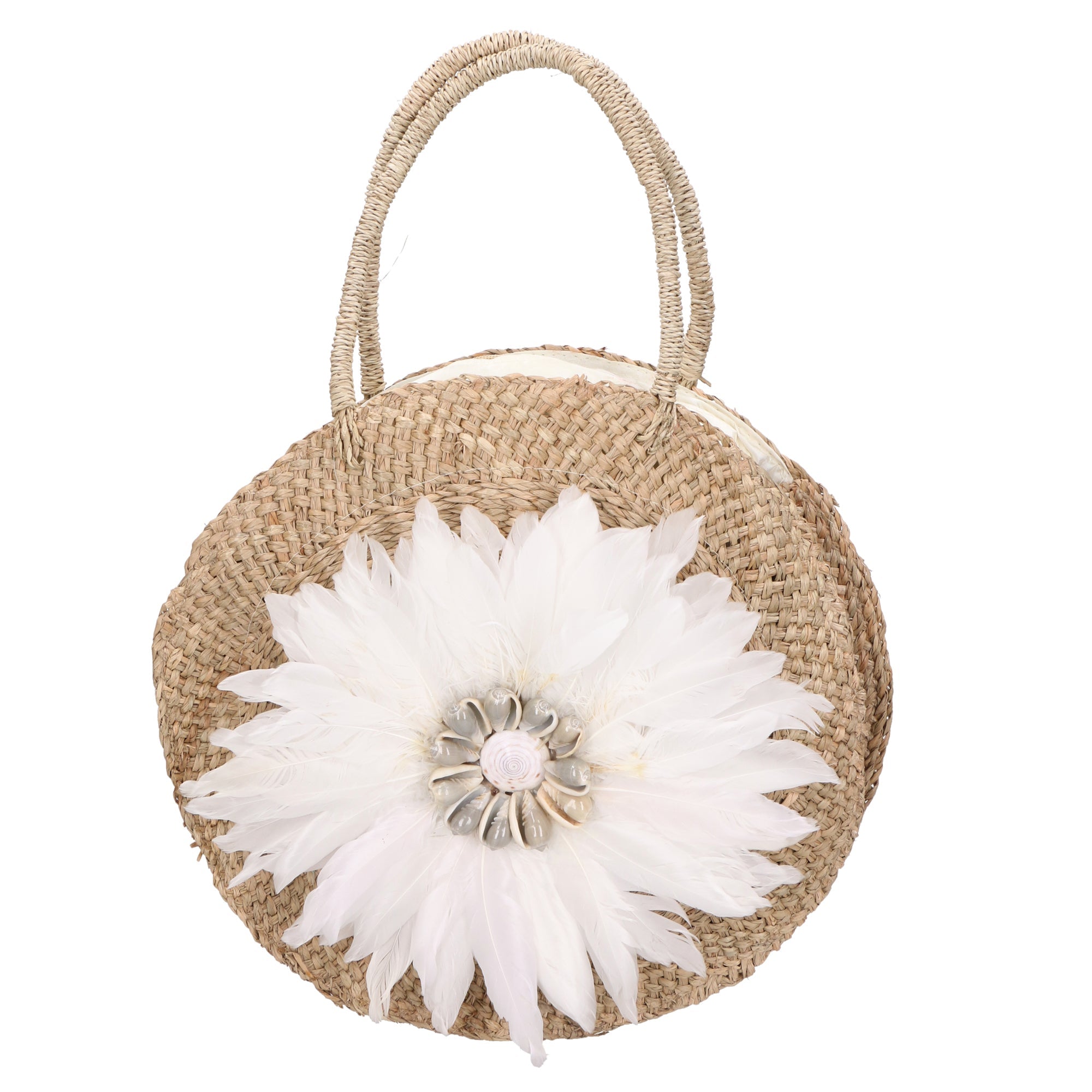 Borsa a mano da Donna in Paglia Intrecciata a mano | Gave Lux | GLX228812123FBG-BIANCO
