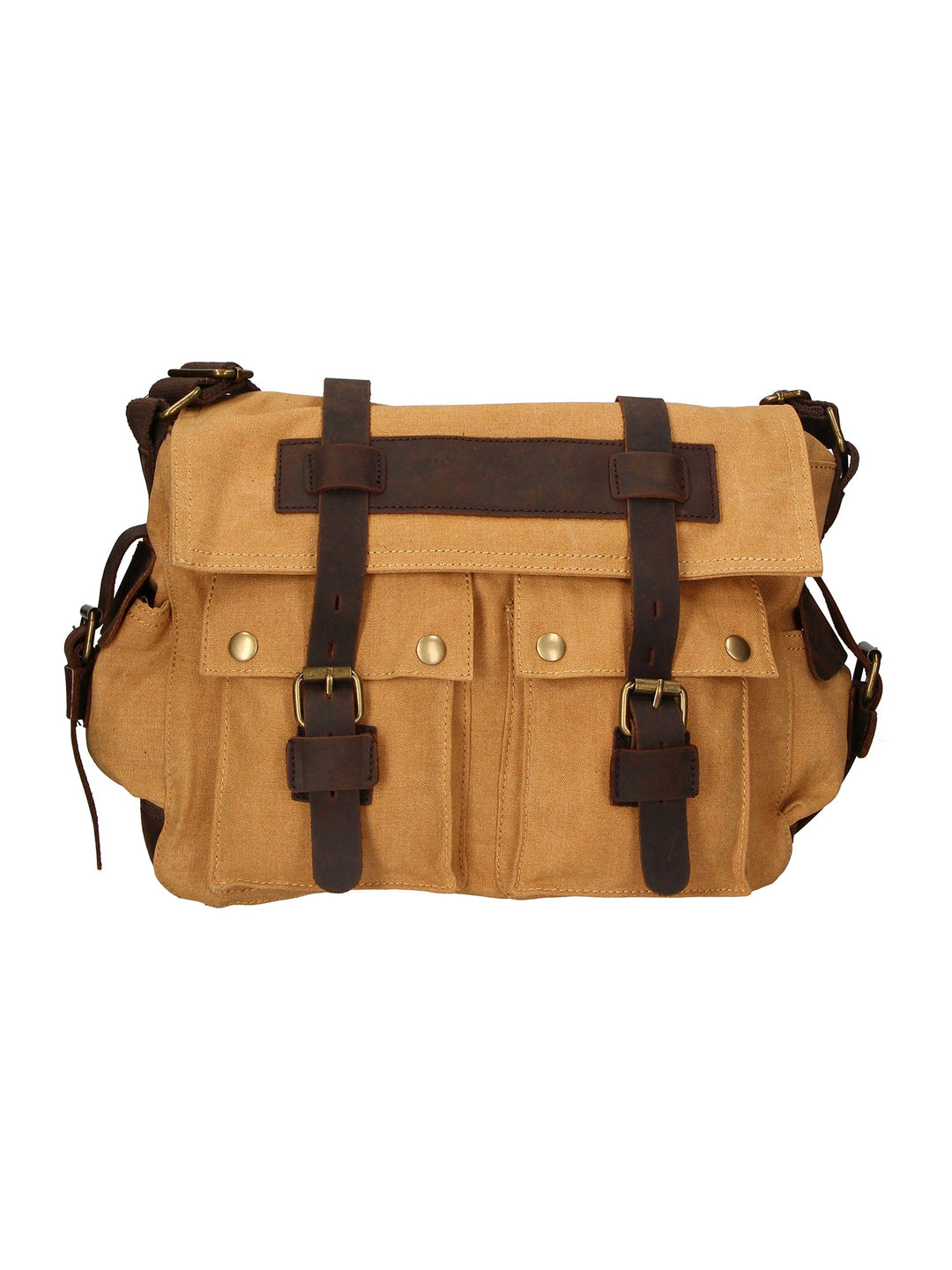 Borsa a spalla unisex in Canvas e pelle | Gave Lux | GLX22ZG301623FBG-CUOIO_COGNAC