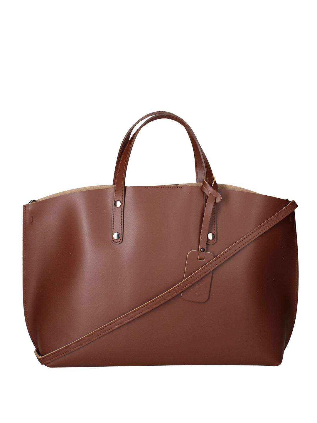 2094-L131_MARRONE Borsa a spalla da donna In Vera pelle