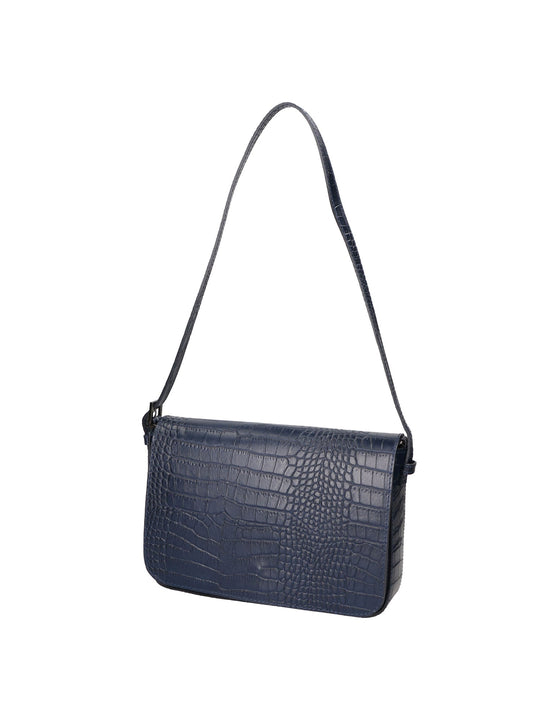 Blaue Damen-Umhängetasche aus echtem Leder