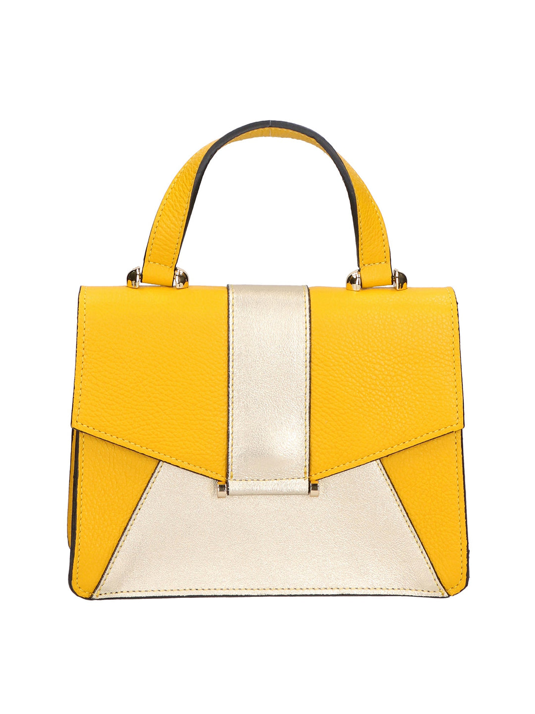 Borsa a mano da Donna in Vera Pelle | Gave Lux | GLX2219184823FBG-GIALLO+ORO