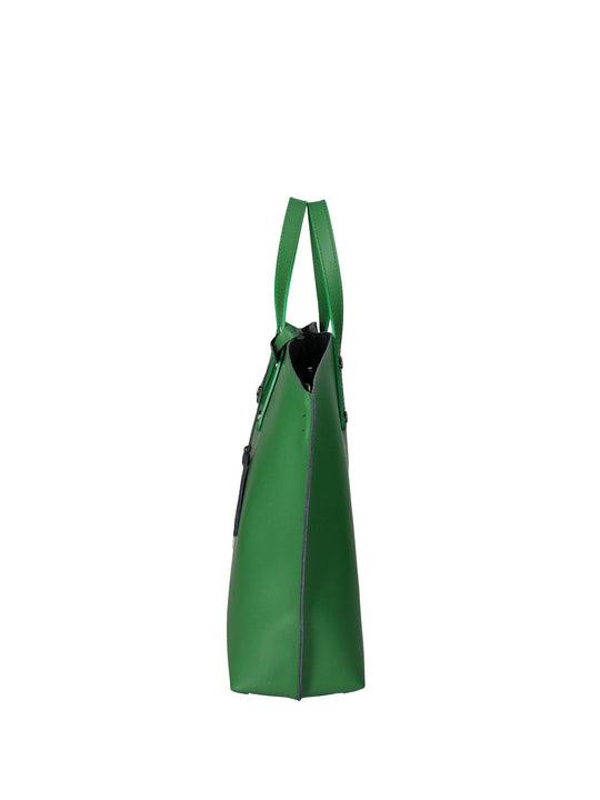 2094-L160_VERDE Borsa a spalla da donna In Vera pelle