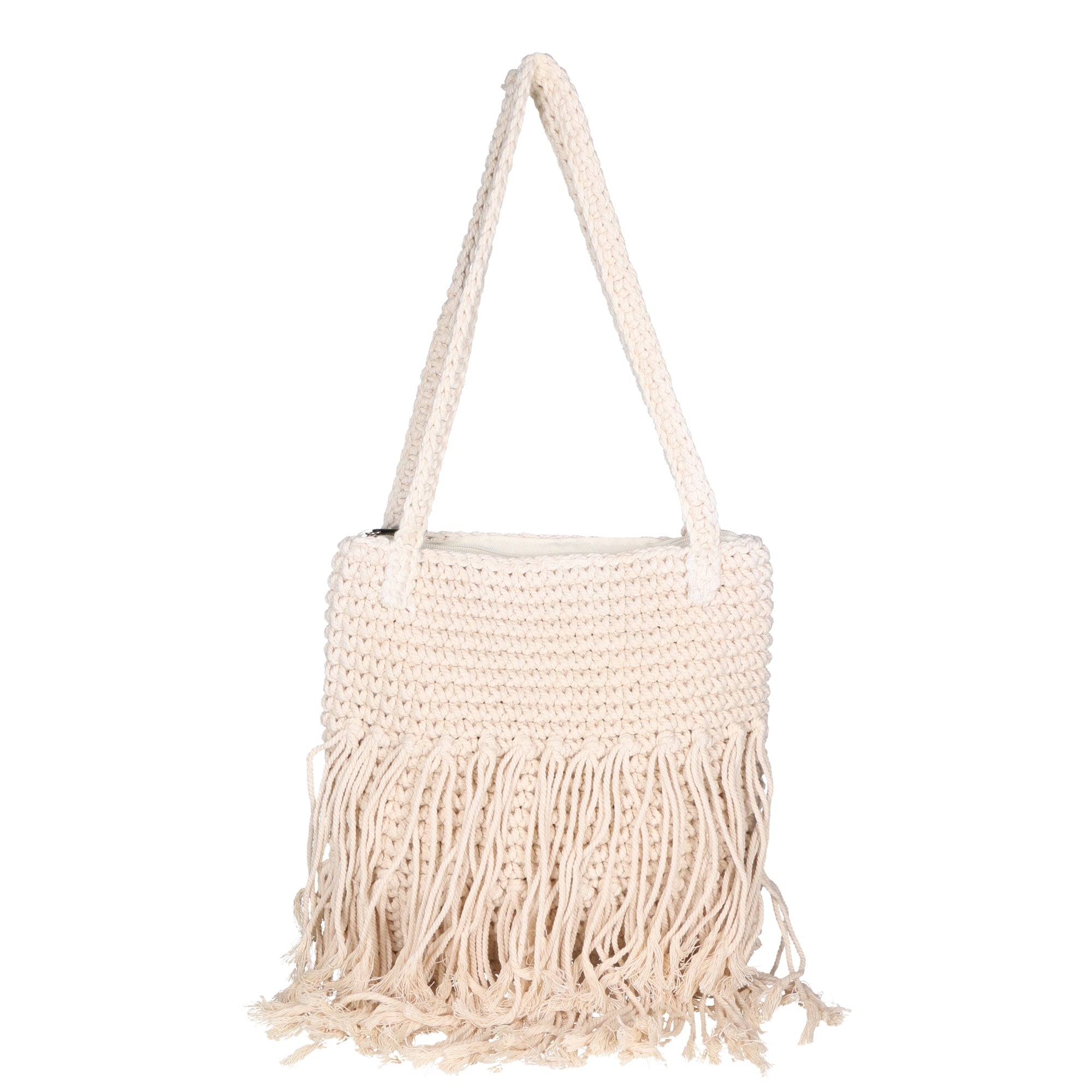 Borsa a tracolla da Donna in Cotone intrecciato a mano | Gave Lux | GLX228811323FBG-BEIGE
