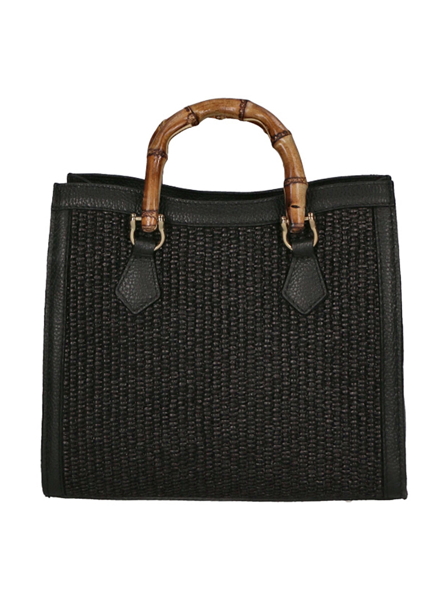 Borsa a mano da Donna in Vera Pelle e Paglia Tabru | Gave Lux | GLX220509723FBG-12_D28_NERO