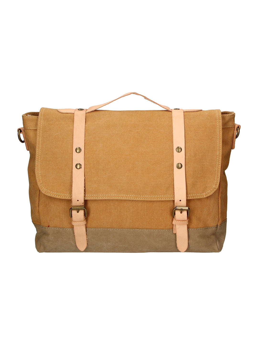 Borsa a mano unisex in Canvas e pelle | Gave Lux | GLX22ZG301123FBG-CUOIO_COGNAC