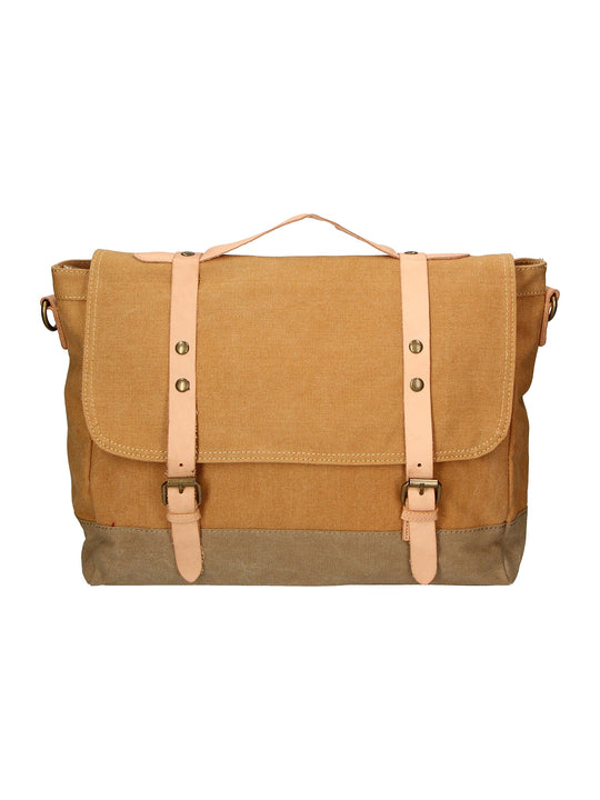 Borsa a mano unisex in Canvas e pelle | Gave Lux | GLX22ZG301123FBG-CUOIO_COGNAC