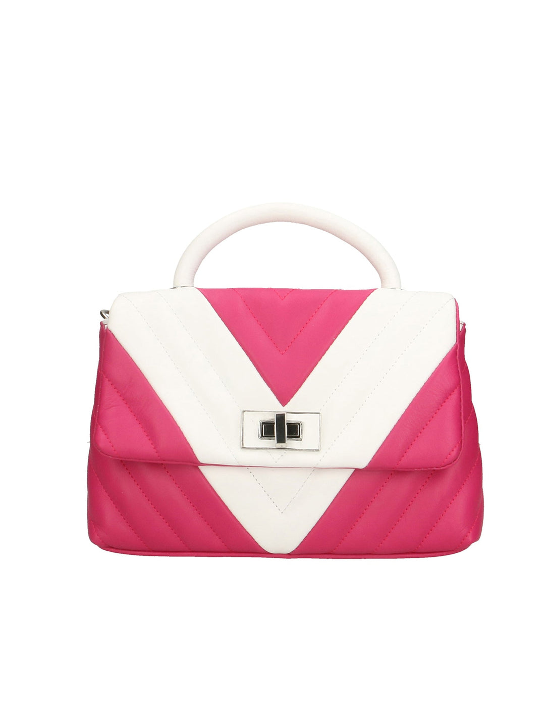 Borsa a mano da Donna in Vera Pelle | Gave Lux | GLX2219228023FBG-FUXIA_+_BIANCO
