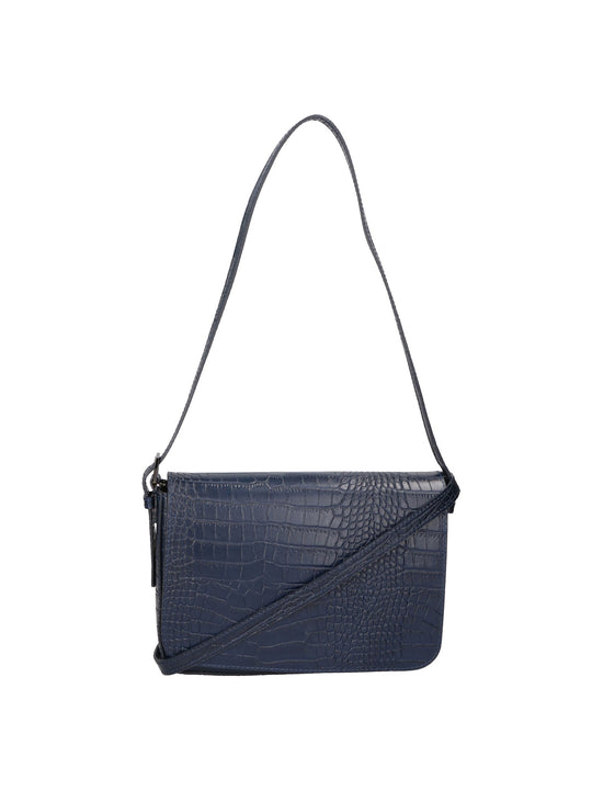 Blaue Damen-Umhängetasche aus echtem Leder
