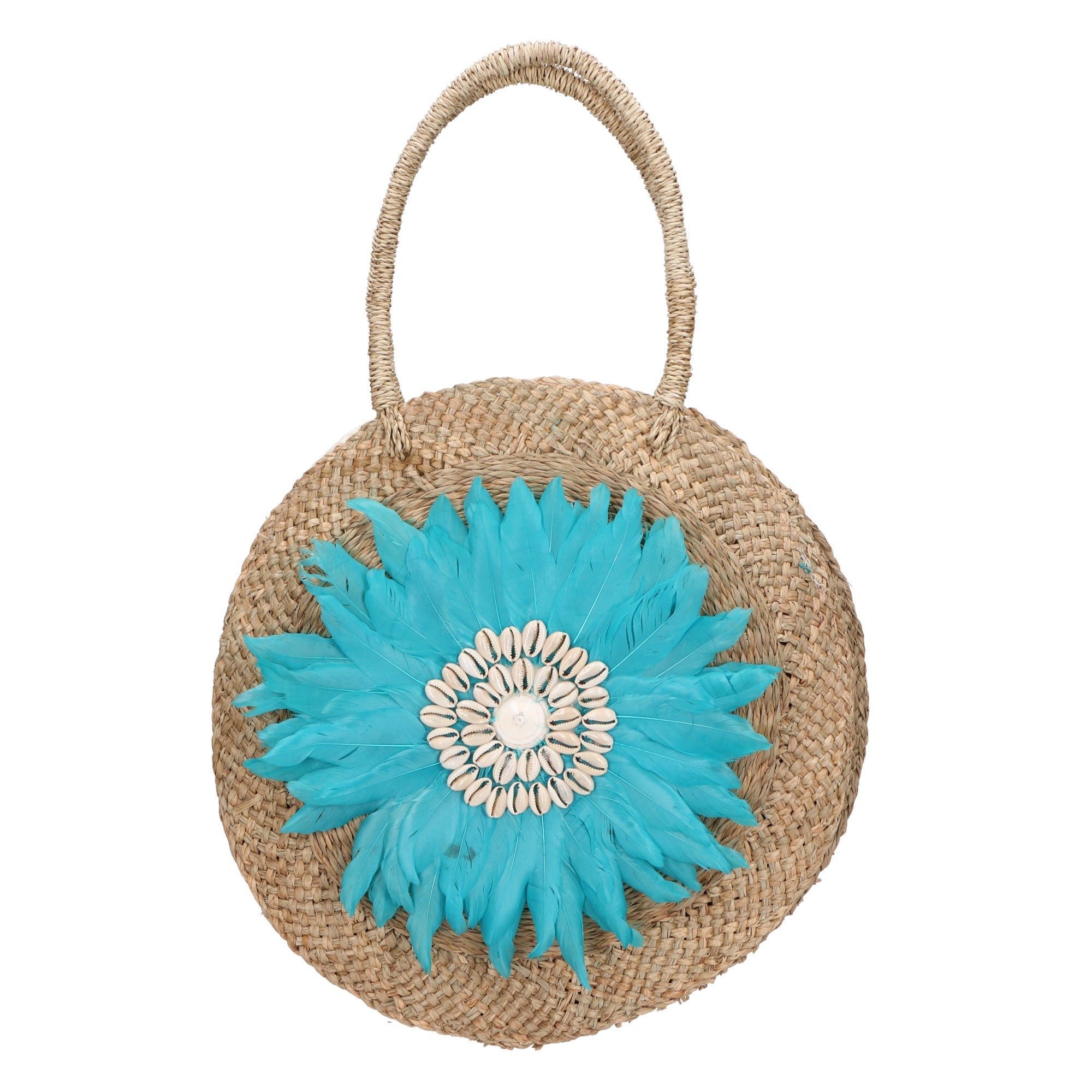 Borsa a mano da Donna in Paglia Intrecciata a mano | Gave Lux | GLX228812123FBG-TURCHESE