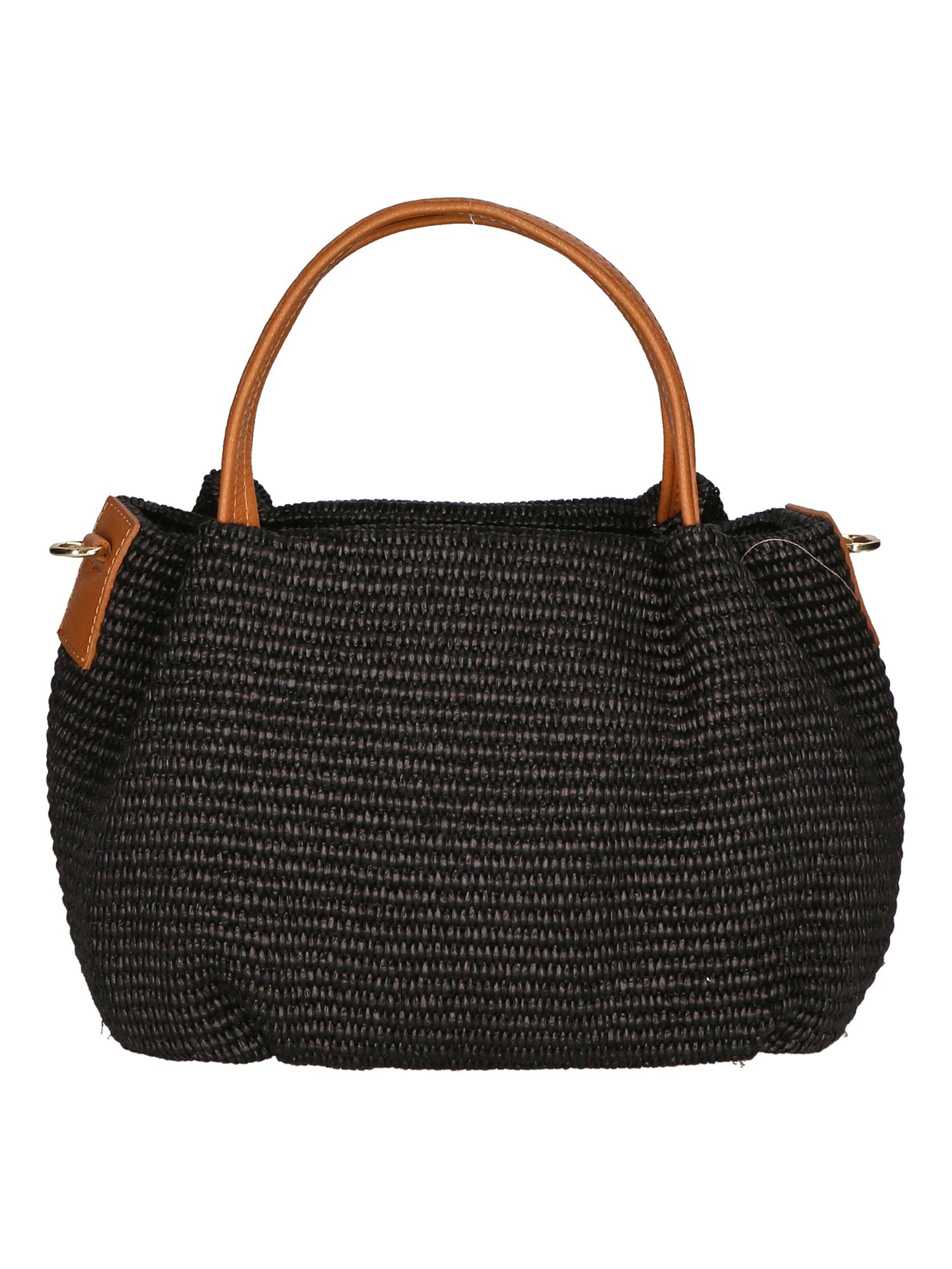 Borsa a mano da Donna in Vera Pelle e Paglia Tabru | Gave Lux | GLX220511623FBG-12_NERO_CUOIO_S44