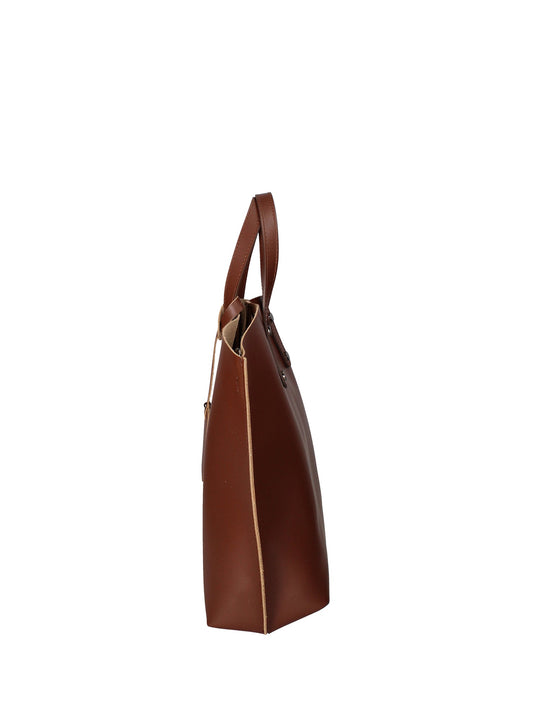 2094-L131_MARRONE Borsa a spalla da donna In Vera pelle