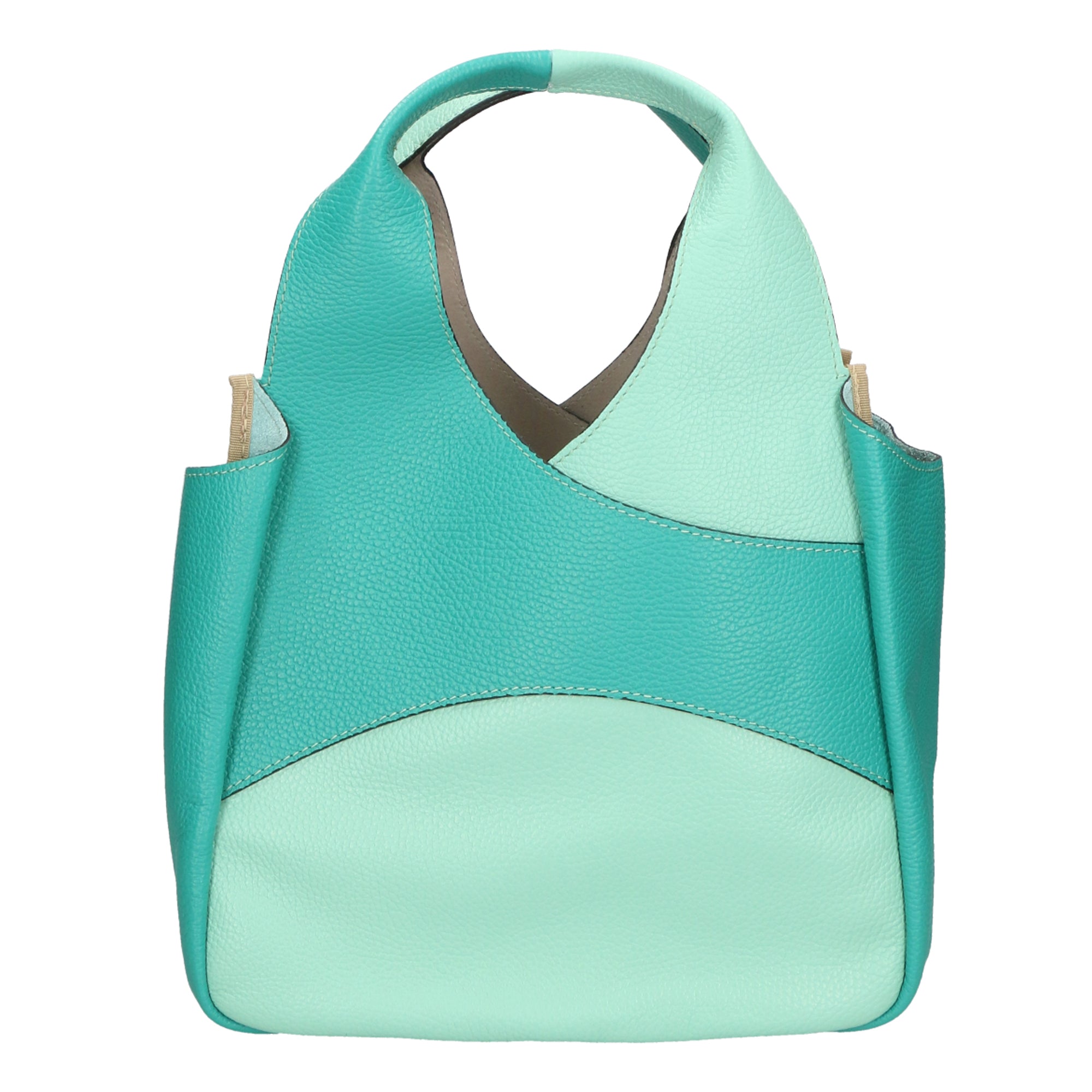 Borsa a mano da Donna in Vera Pelle | Gave Lux | GLX220579323FBG-D80_ACQUA_+_D30_SMERALDO