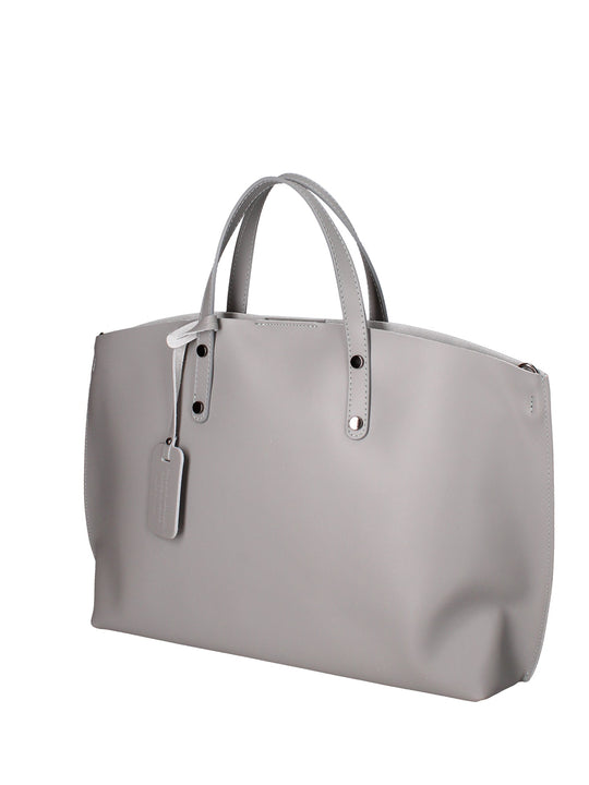 2094-L219_GRIGIO Borsa a spalla da donna In Vera pelle