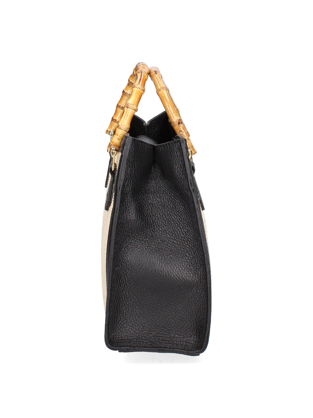 Damenhandtasche aus Leder- und Stoffmix