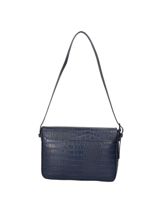 Blaue Damen-Umhängetasche aus echtem Leder