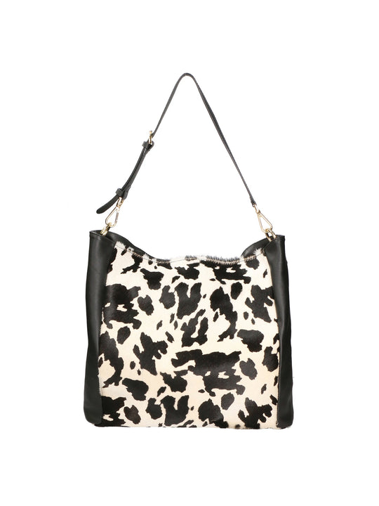 Borsa a spalla da Donna in Vera Pelle | Gave Lux | GLX220547523FBG-MUCCA_BIANCO_NERO
