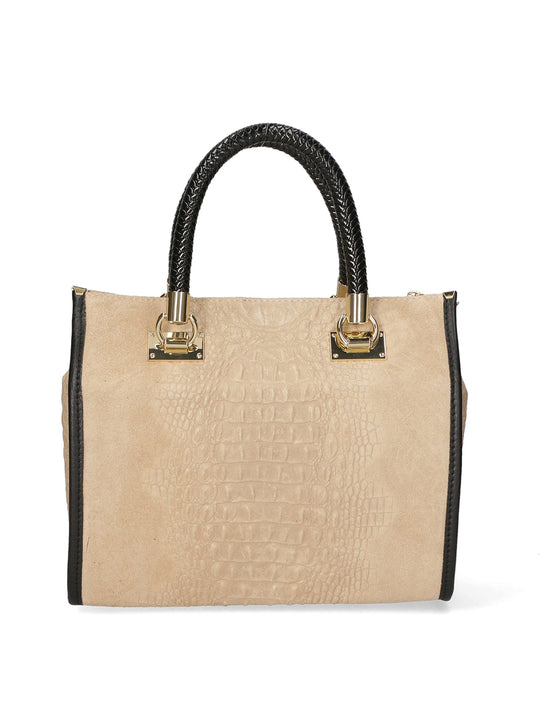 Borsa a bauletto da Donna in Vera Pelle | Gave Lux | GLX228004423FBG-009_TAUPE_SCURO