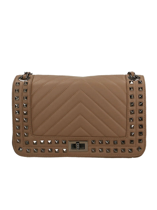 Borsa a spalla da Donna in Vera Pelle | Gave Lux | GLX22659023FBG-TAUPE