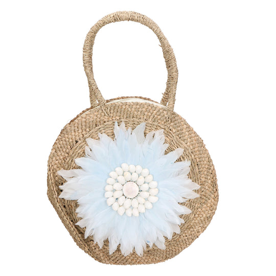 Borsa a mano da Donna in Paglia Intrecciata a mano | Gave Lux | GLX228812123FBG-GHIACCIO