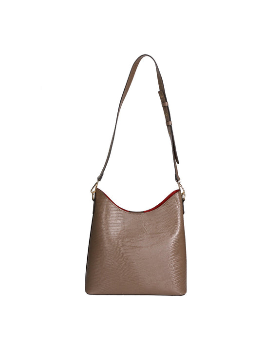 Borsa a spalla da Donna in Vera Pelle | Gave Lux | GLX220544223FBG-LU40_TAUPE_SCURO_DARK_TAUPE