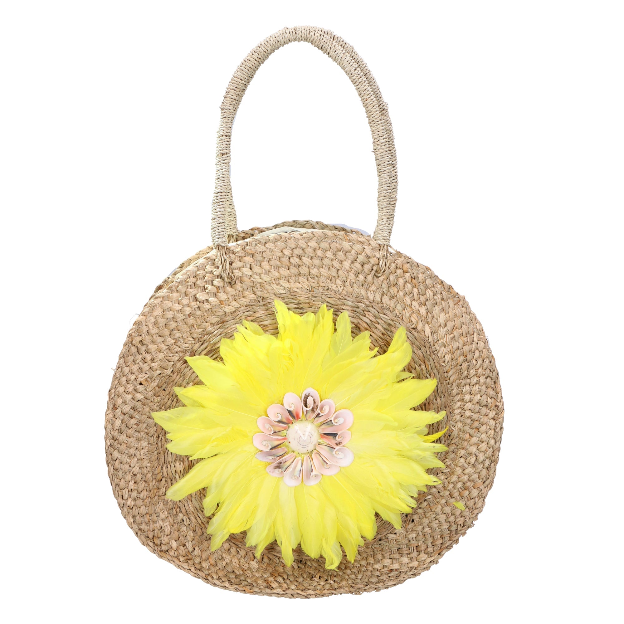Borsa a mano da Donna in Paglia Intrecciata a mano | Gave Lux | GLX228812123FBG-GIALLO