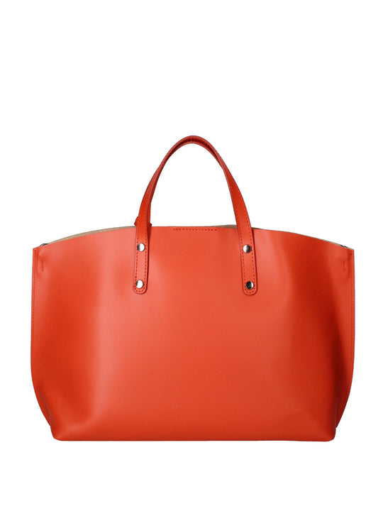 2094-L311_MATTONE Borsa a spalla da donna In Vera pelle
