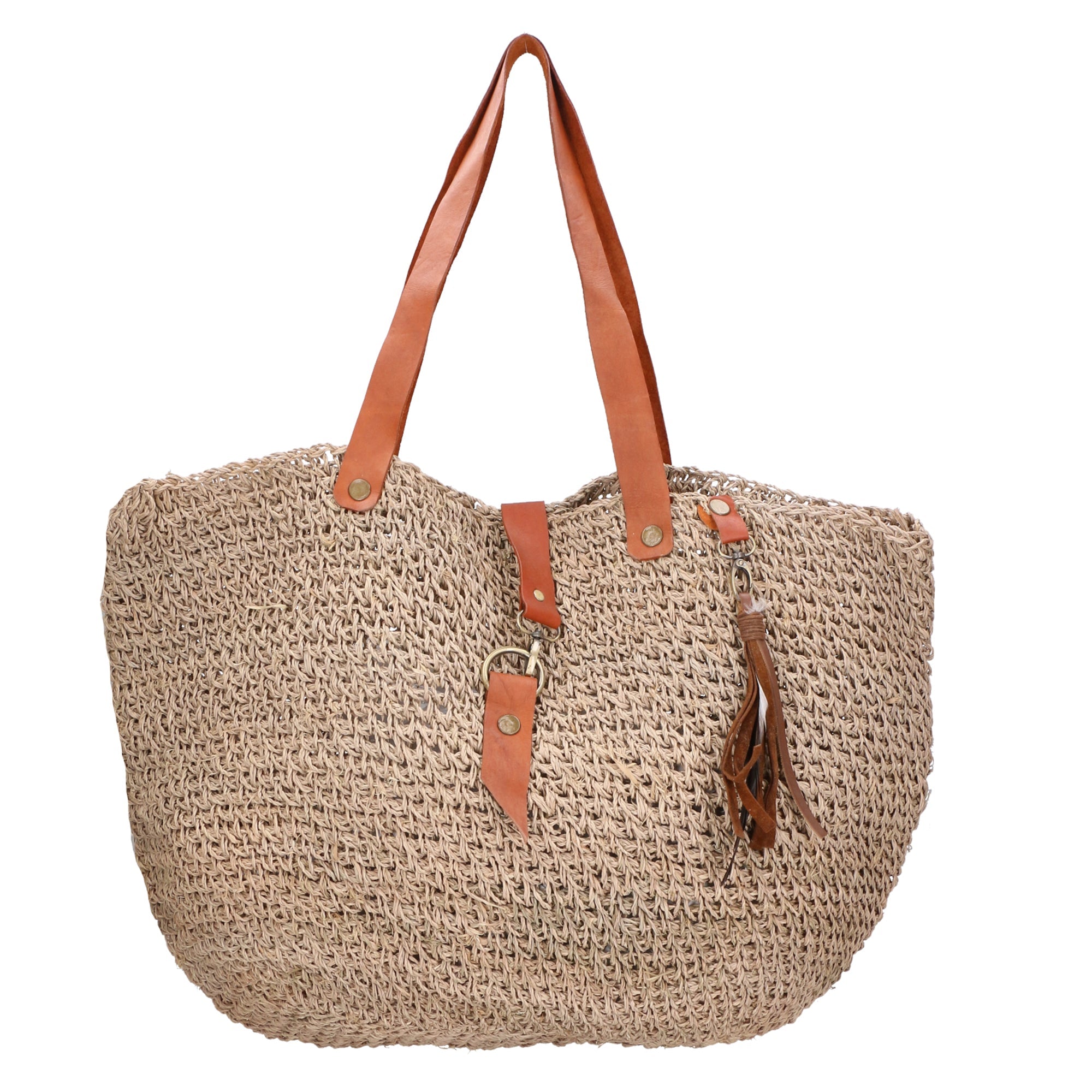 Borsa a mano da Donna in Paglia Intrecciata a mano | Gave Lux | GLX2288004523FBG-TAUPE