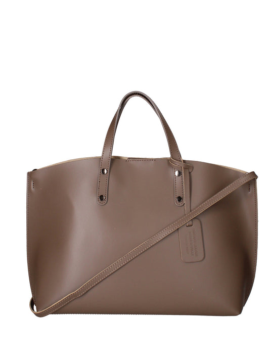 2094-L134_TAUPE_SCURO Borsa a spalla da donna In Vera pelle