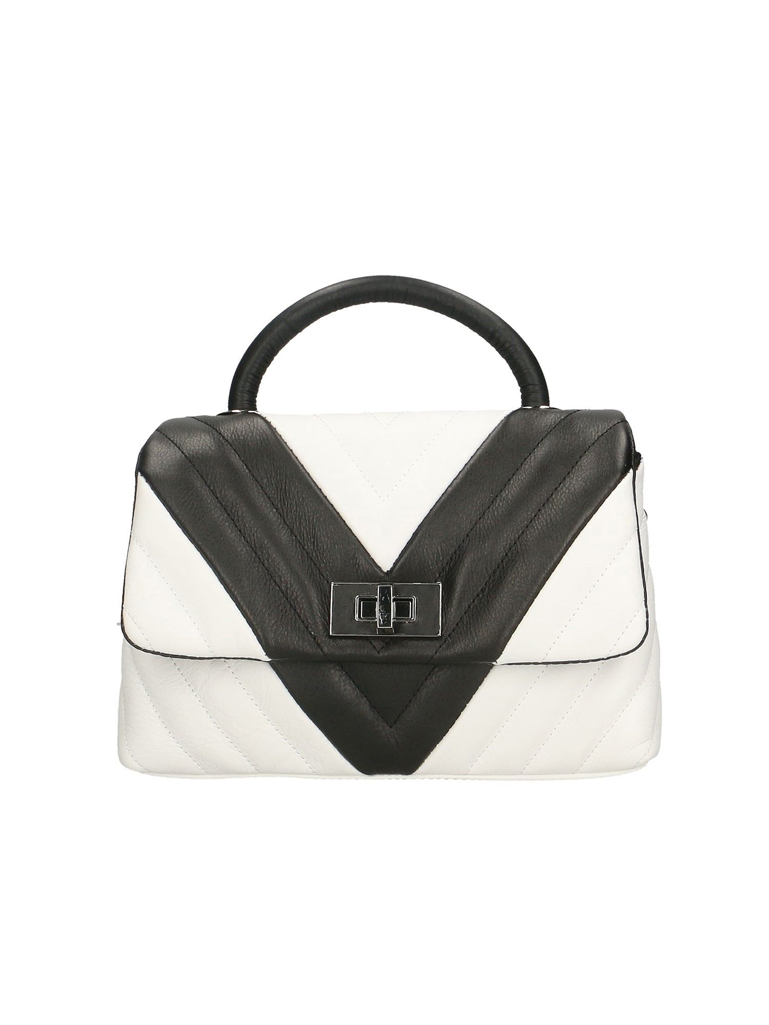 Borsa a mano da Donna in Vera Pelle | Gave Lux | GLX2219228023FBG-BIANCO+NERO