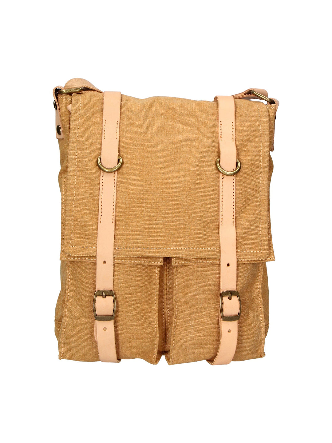 Borsa a tracolla unisex in Canvas e pelle | Gave Lux | GLX22ZG300923FBG-CUOIO_COGNAC