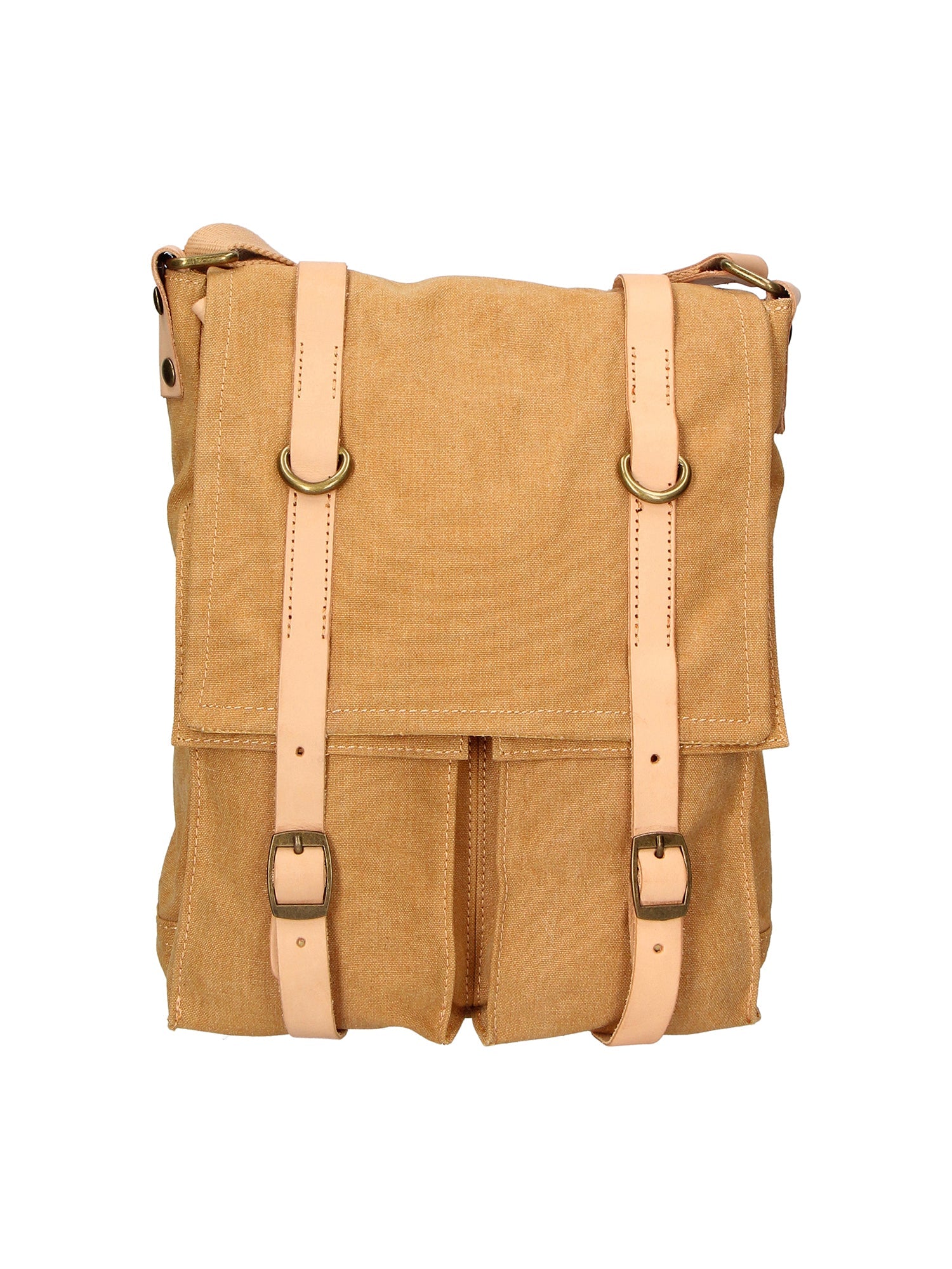 Borsa a tracolla unisex in Canvas e pelle | Gave Lux | GLX22ZG300923FBG-CUOIO_COGNAC