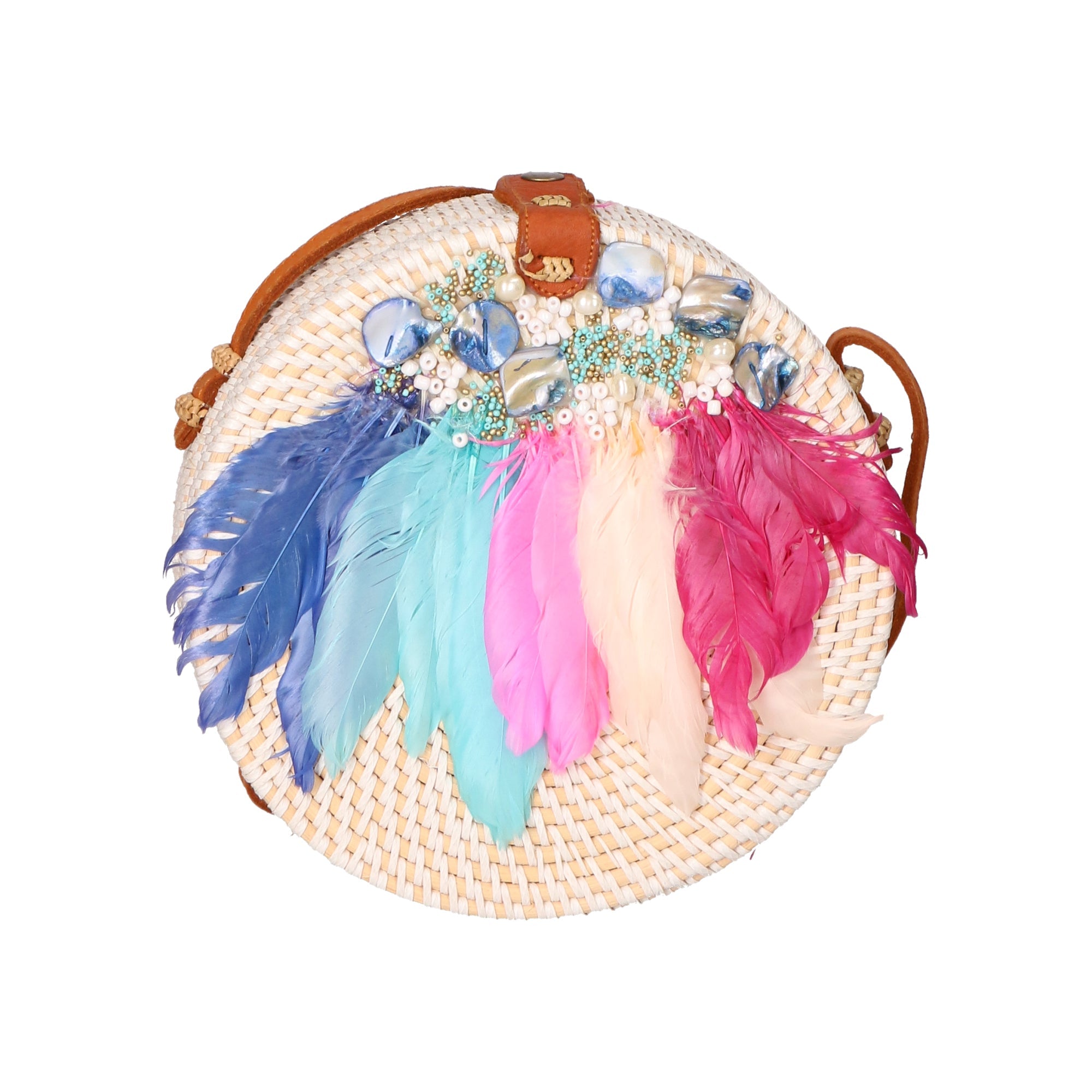 Borsa a tracolla da Donna in Paglia Intrecciata a mano | Gave Lux | GLX228812023FBG-RAINBOW