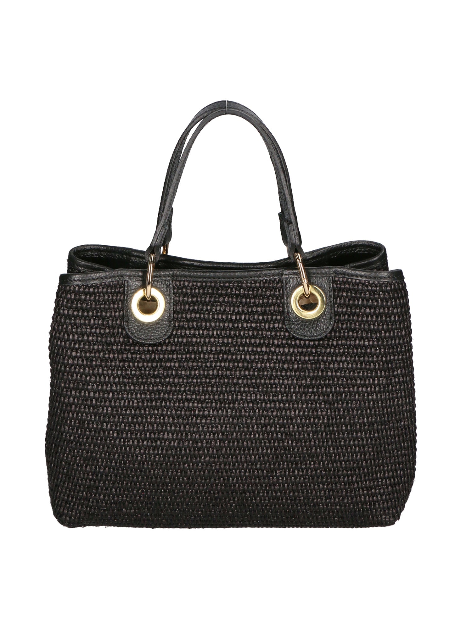 Borsa a mano da Donna in Vera Pelle e Paglia Tabru | Gave Lux | GLX220516723FBG-12_D28_NERO